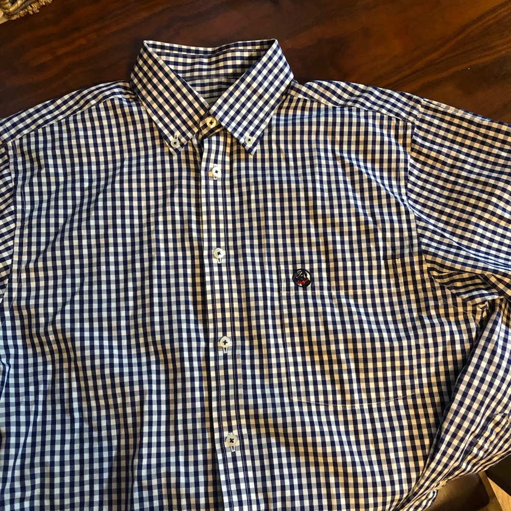 Southern Proper navy gingham check Small